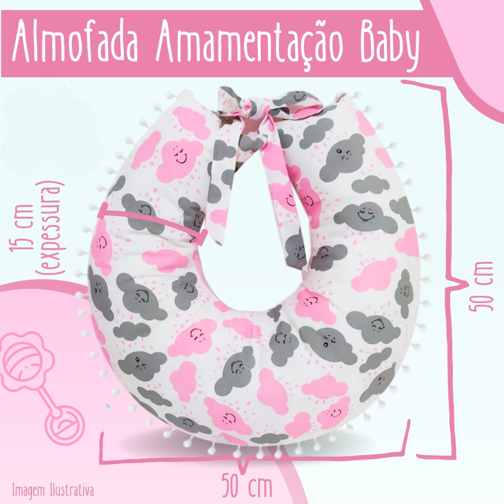 Almofada de Amamentação com Zíper e Detalhe de Pompom
