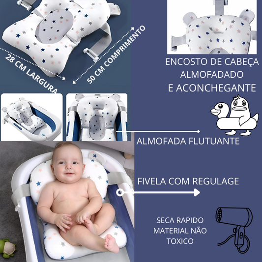 almofada de banho para bebe com trava para banheira flutuante regulável segura fácil secagem