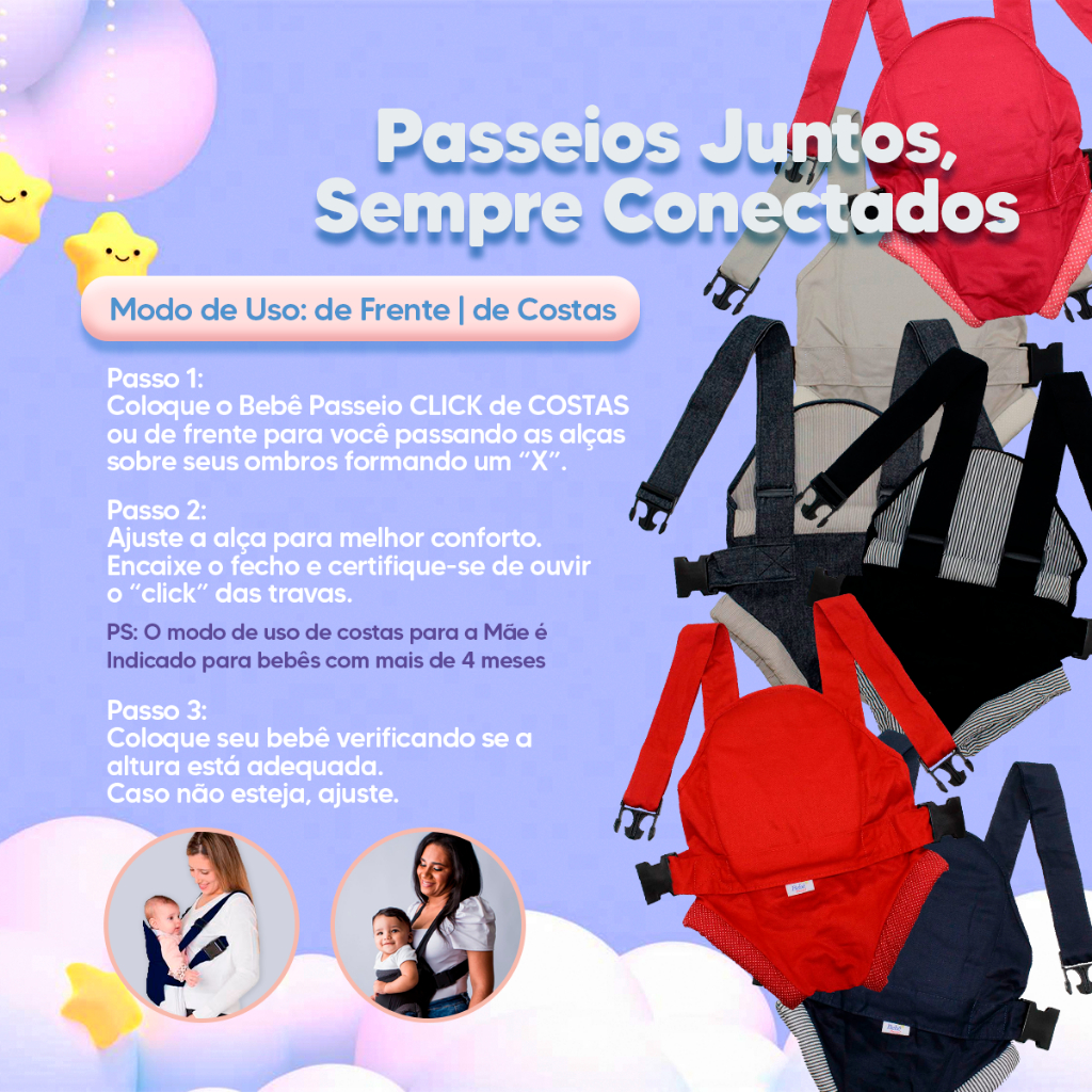 Canguru Bebê Passeio com Duas Posições | Bebe Passeio