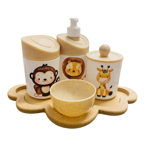 Kit Higiene Bebê em Acrílico com Bandeja em MDF – Formato Nuvem