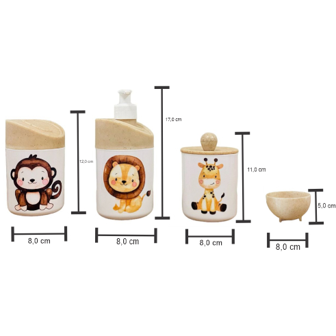 Kit Higiene Bebê Safari c/Bandeja Nuvem Crua