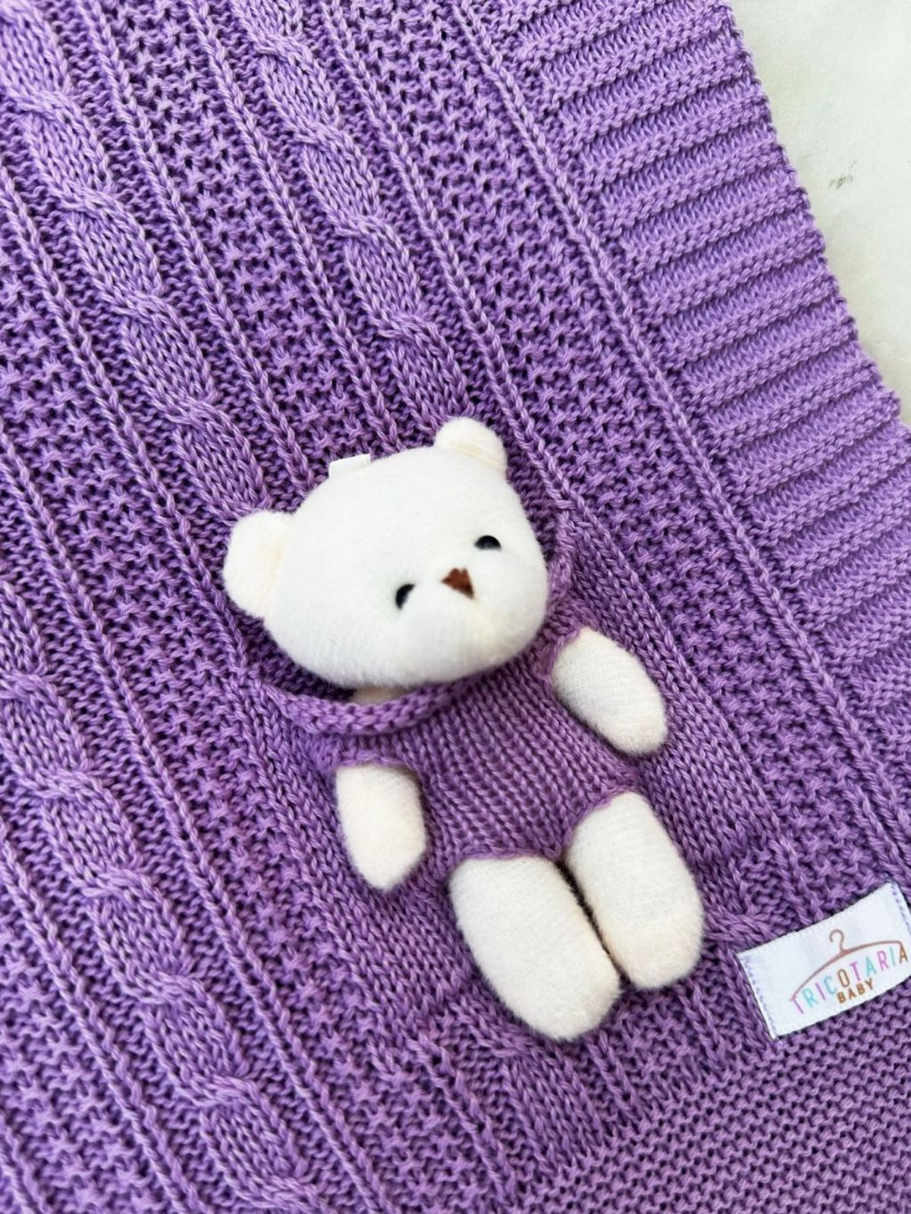 Manta Para Bebê Saída de Maternidade Tricot Quentinha Ursinho Fotográfica Menina Menino Cobertinha