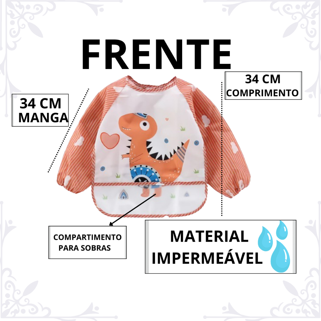 babador manga longo impermeável avental com bolso pega migalhas bebe crianças