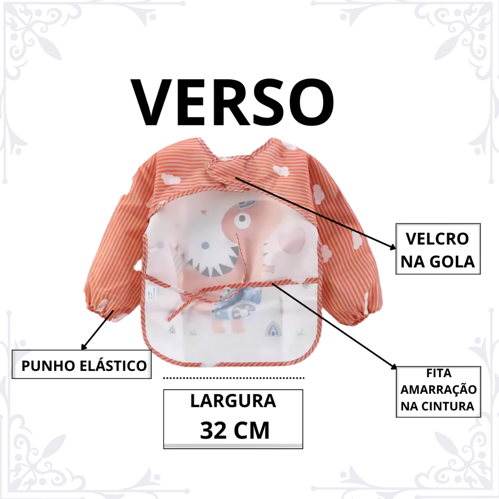 babador manga longo impermeável avental com bolso pega migalhas bebe crianças