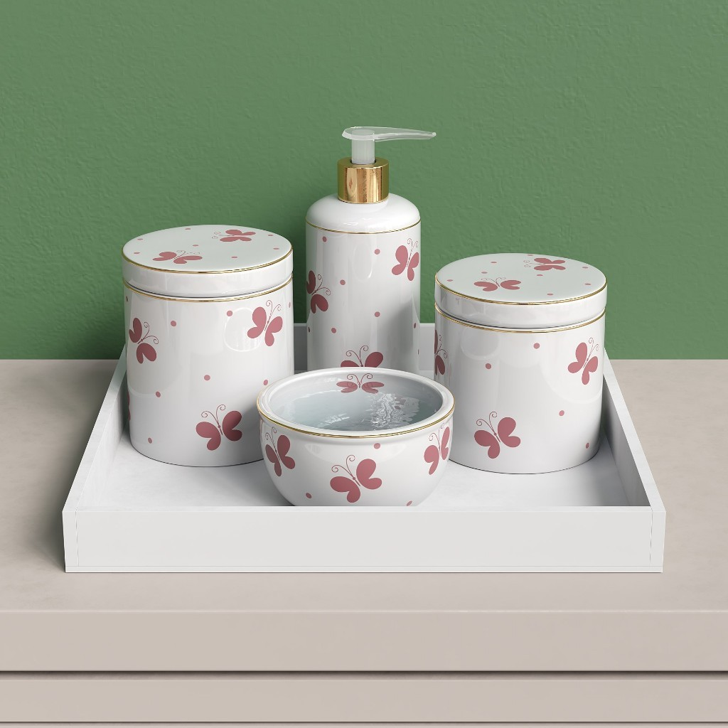 Kit Higiene em Porcelana – Sofisticação e Praticidade para o Quartinho do Bebê