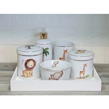 Kit Higiene em Porcelana – Sofisticação e Praticidade para o Quartinho do Bebê