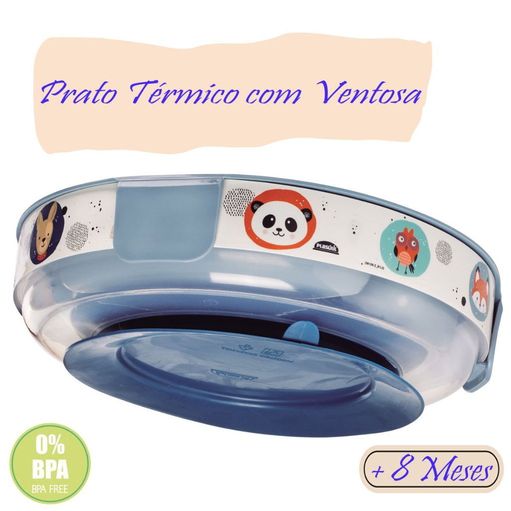 Prato Térmico com Ventosa Refeição Alimentação 318ml para Micro-Ondas 3 Divisórias Plasutil