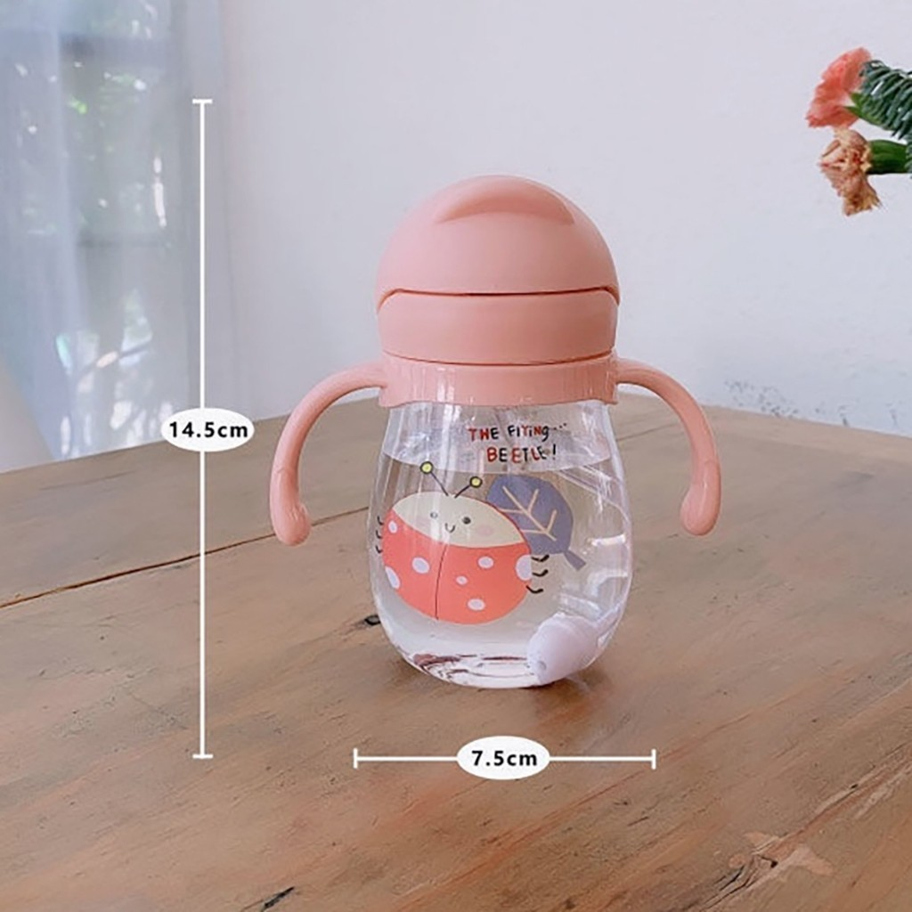 Copo Squeeze Infantil Com Alça e Canudo Silicone Antivazamento 350ml