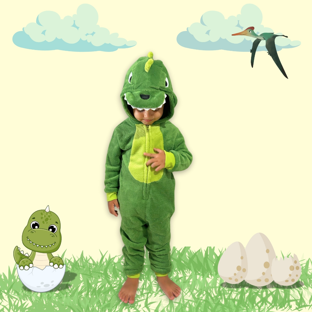 Pijama Macacão Infantil BEBE Dinossauro Kigurumi Meninos Original