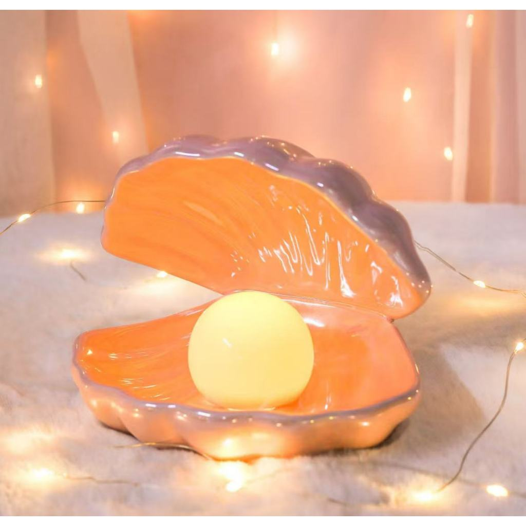 Luminária Noturna de Ambiente: Pérola e Concha com Luz Suave