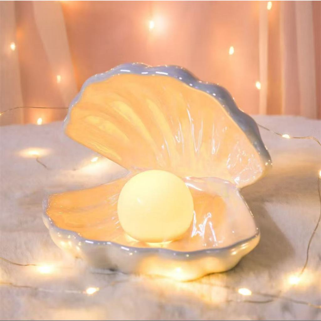 Luminária Noturna de Ambiente: Pérola e Concha com Luz Suave