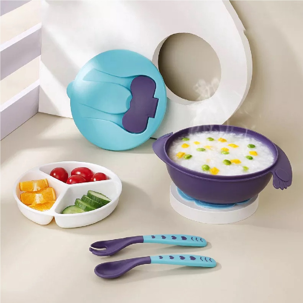Kit Alimentação Infantil com Pratinho, Tampa e Talheres