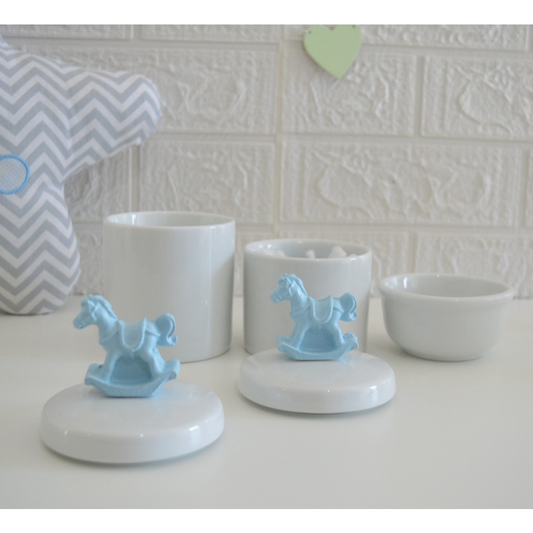 Kit Higiene Porcelana Bebê Moderno Quarto Banho K015 Cavalo