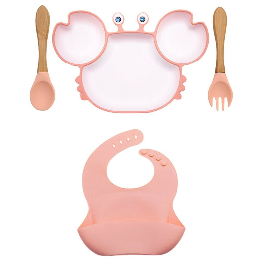 Kit Alimentação Bebê com Babador, Prato e Talheres