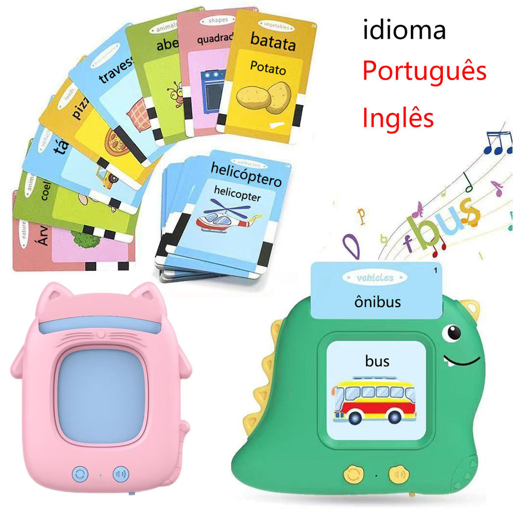 Pronúncia Portátil Máquina De Cartões De Aprendizagem Oral Kids Educational Toys(Português e Inglês)