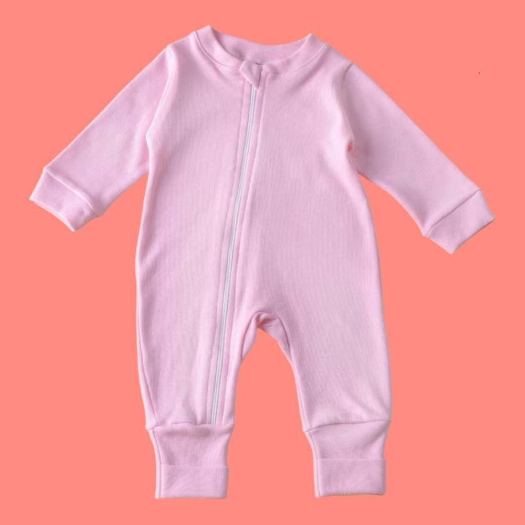 Kit com 3 macacões estampado para menina rosa com zíper