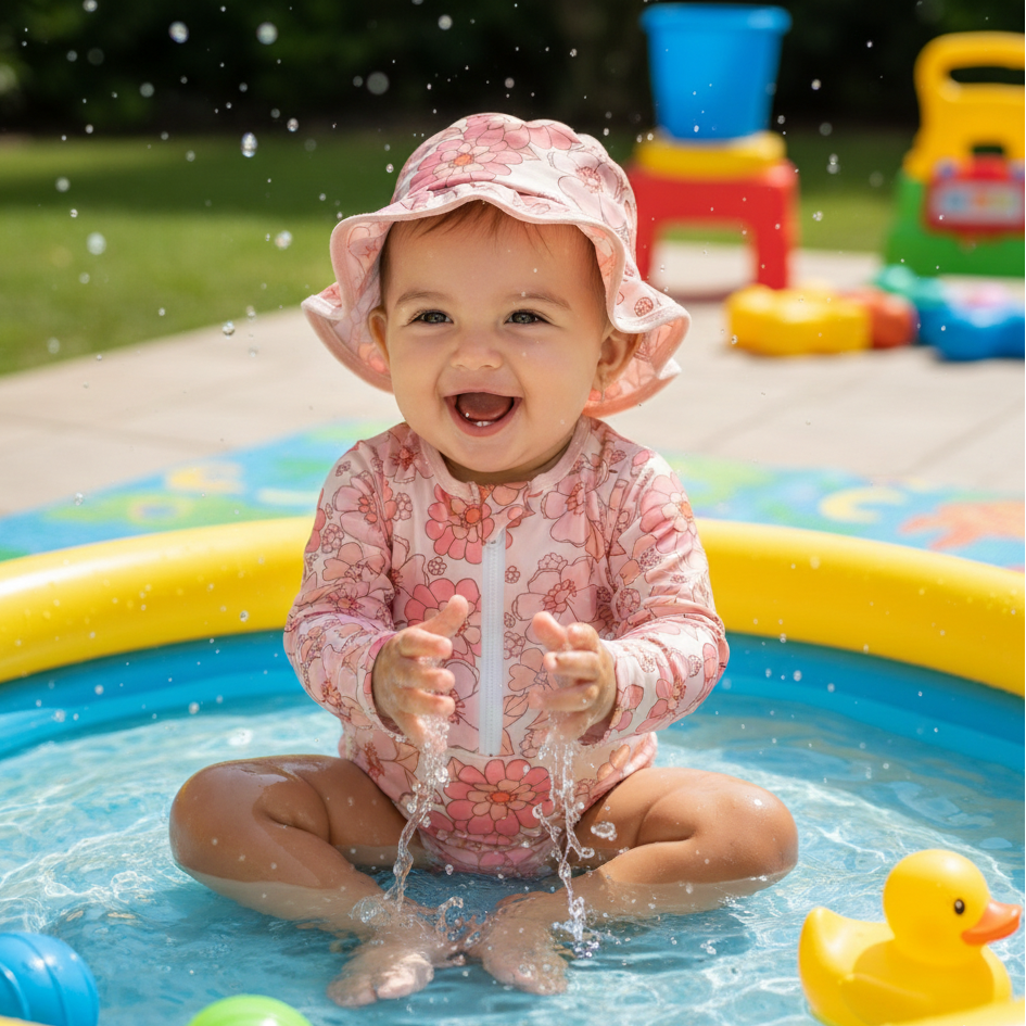 Conjunto de Maiô Infantil com Chapéu