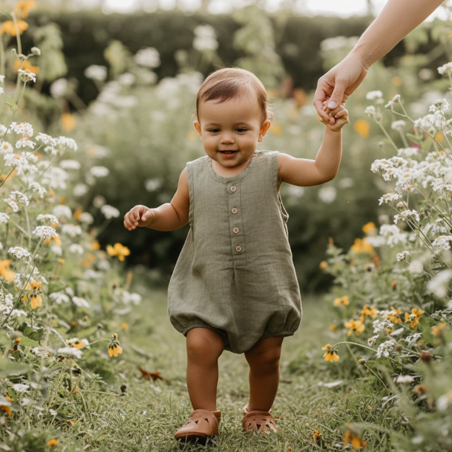 Macacão Infantil Unissex em Linho e Algodão