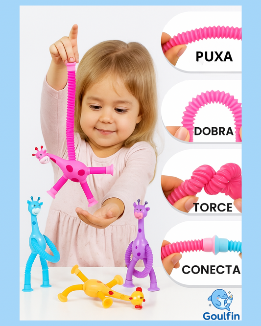 Kit 4 Girafas Pop It Sensorial com Ventosa
