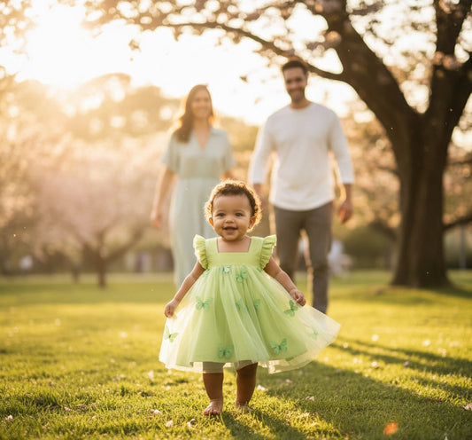 Vestido de Verão Infantil com Detalhes de Borboletas