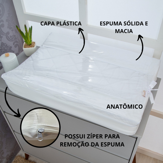 Trocador de Comoda Anatômico P com Capa Plástico Luxo para Bebe
