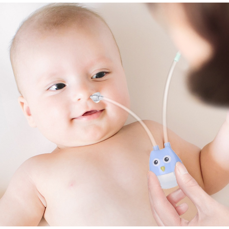 Aspirador Nasal Coruja para Bebê Lavagem e Higiene Nasal Lavador Nasal Seringa Ponta Silicone