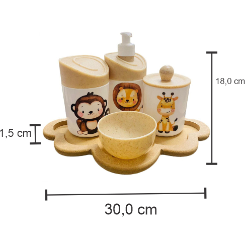 Kit Higiene Bebê Safari c/Bandeja Nuvem Crua
