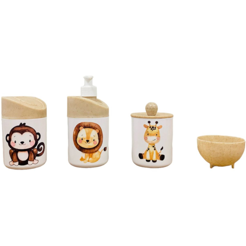 Kit Higiene Bebê Safari c/Bandeja Nuvem Crua