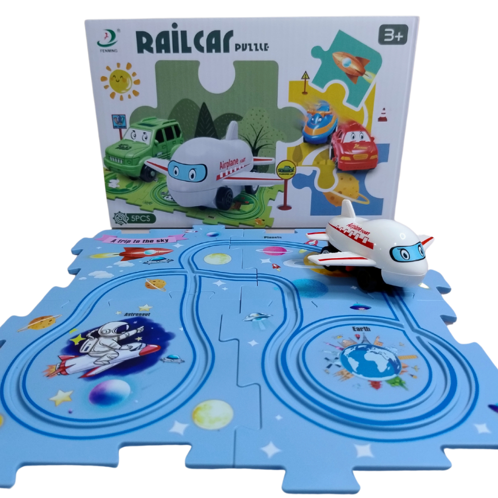 Brinquedo Avião - Jet Ski - Carro e Furgão Anda Na Pista Quebra Cabeça Divertido!!