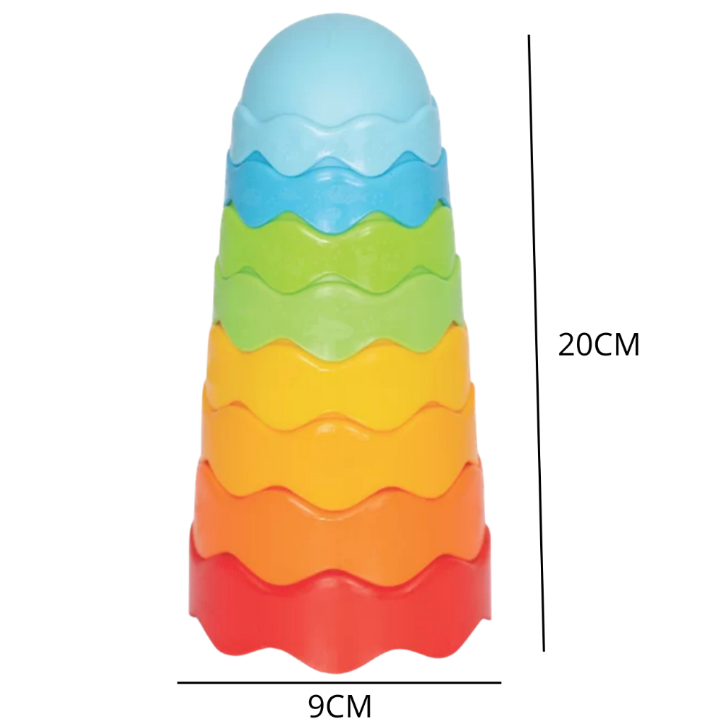 Kit 2 Brinquedos Educativo Empilhar e Encaixar Papagaio + Torre Mágica