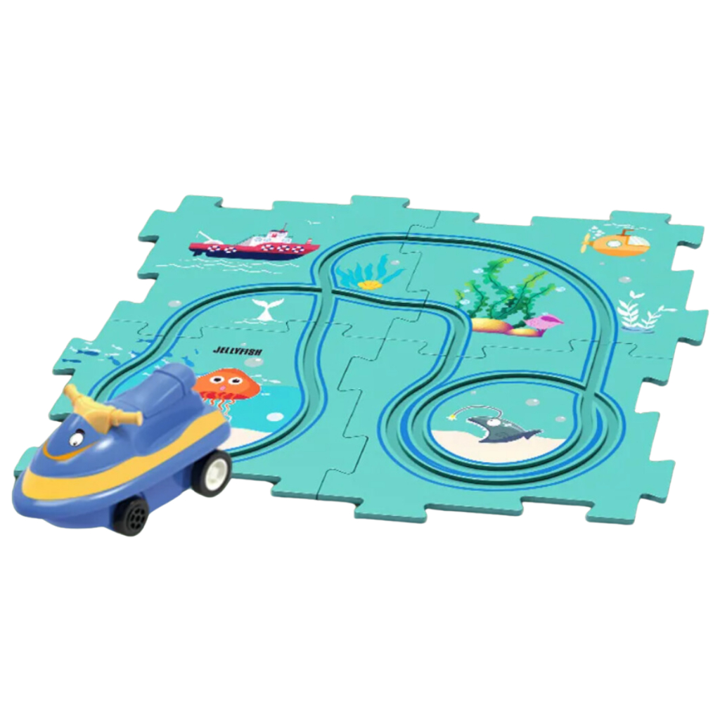 Brinquedo Aviãozinho com Pista Quebra-Cabeça