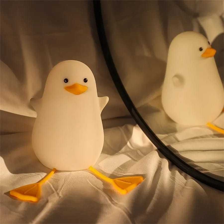 Luminaria de Mesa de Pato Sensor Recarregável Silicone de Luzes da Noite do Animado Para Criança / Quarto 7543