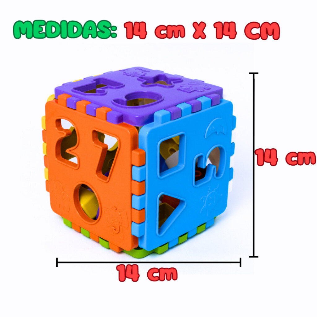 Kit 2 Brinquedo Infantil Didático Torre Mágica+ Cubo Médio Encaixar e Empilhar Menino e Menina 1 Ano