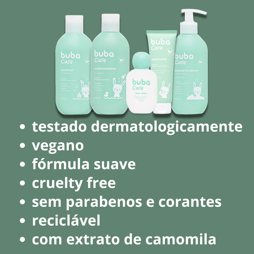 Kit higiene, hidratação e hora do banho para bebês crianças Buba Care