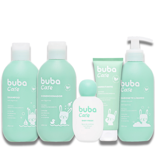Kit higiene, hidratação e hora do banho para bebês crianças Buba Care
