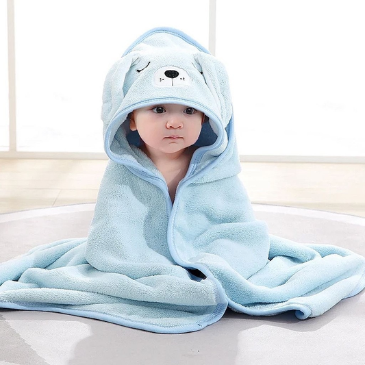 Toalha de banho infantil felpuda com capuz de bichinho