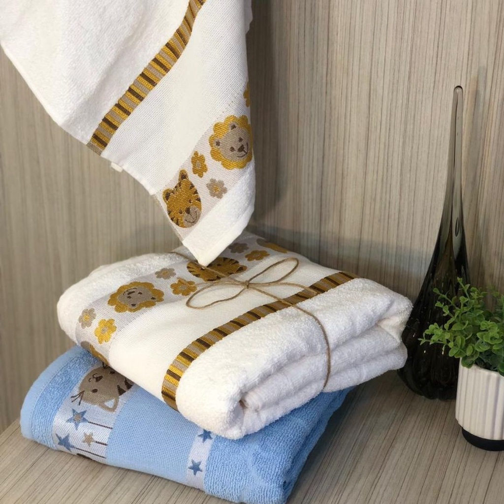 Kit 3 Toalhas de Banho Kids Infantil Para Bordar Ponto Cruz 100% Algodão