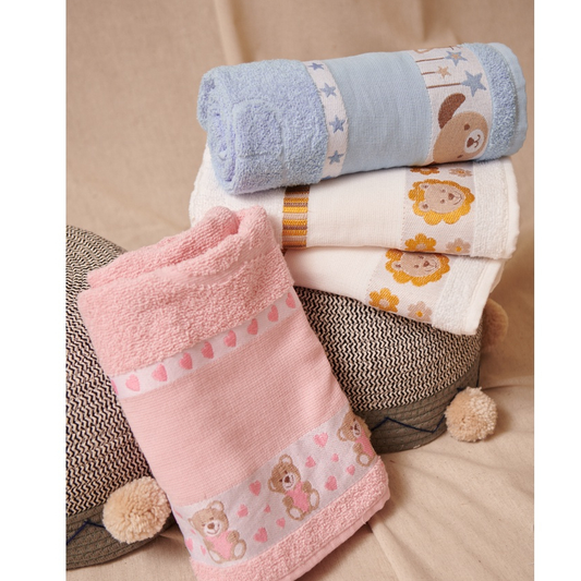 Kit 3 Toalhas de Banho Kids Infantil Para Bordar Ponto Cruz 100% Algodão