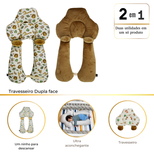 Travesseiro Para Bebê Anatômico Almofada Ninho De Segurança Dormir Calmante 2 em 1 Dupla Face