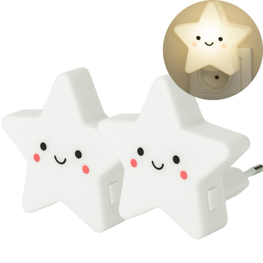 Kit 2 Luminária Led De Tomada Luz Noturna Estrela Sala Quarto Criança Bebê Bivolt