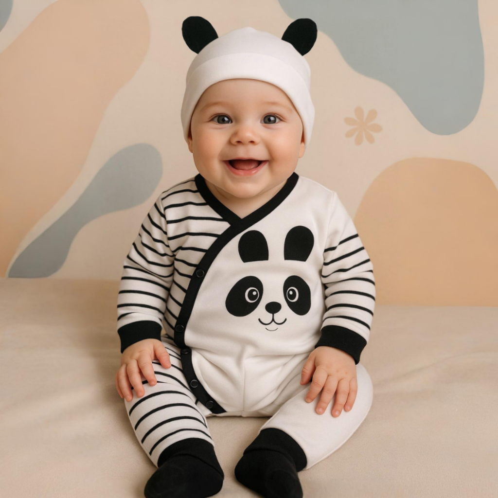 Macacão Bebê Bichinhos + Touca Kit 2 Peças Inverno manga longa