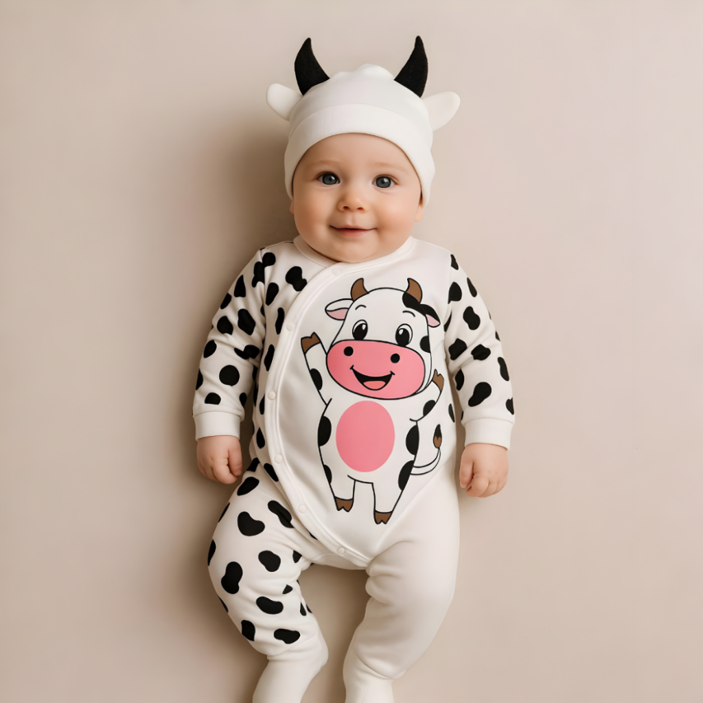 Macacão Bebê Bichinhos + Touca Kit 2 Peças Inverno manga longa