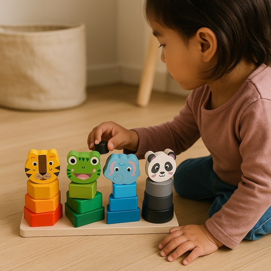 Brinquedo Pedagógico Torre Educacional Madeira Empilhar Infantil
