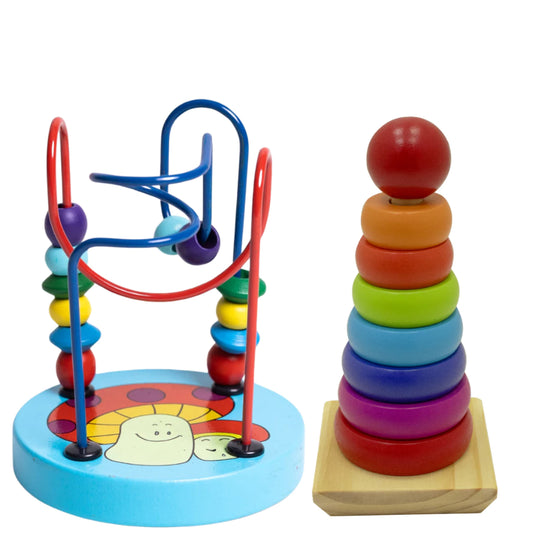 Kit 2 Brinquedos Educativos – Torre Montessori + Aramado Montanha-Russa