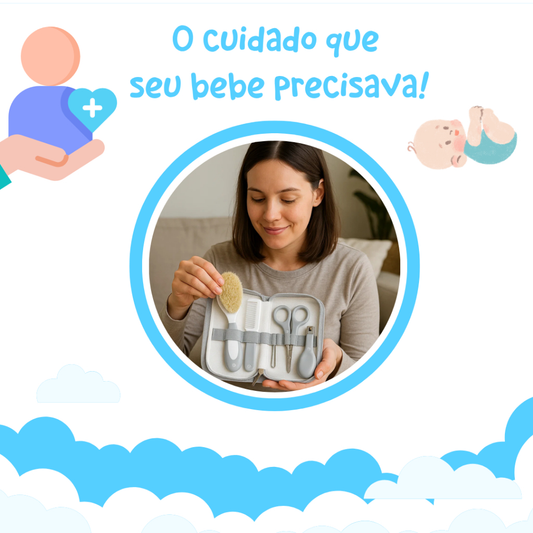 Kit Higiene Bebê Primeiros Cuidados Recém Nascido Até 7 Peças Necessaire Menino Menina Pimpolho