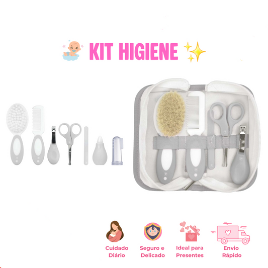 Kit Higiene Bebê Primeiros Cuidados Recém Nascido Até 7 Peças Necessaire Menino Menina Pimpolho
