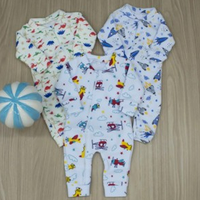 Combo com 3 Macacões Infantil Soft com Zíper