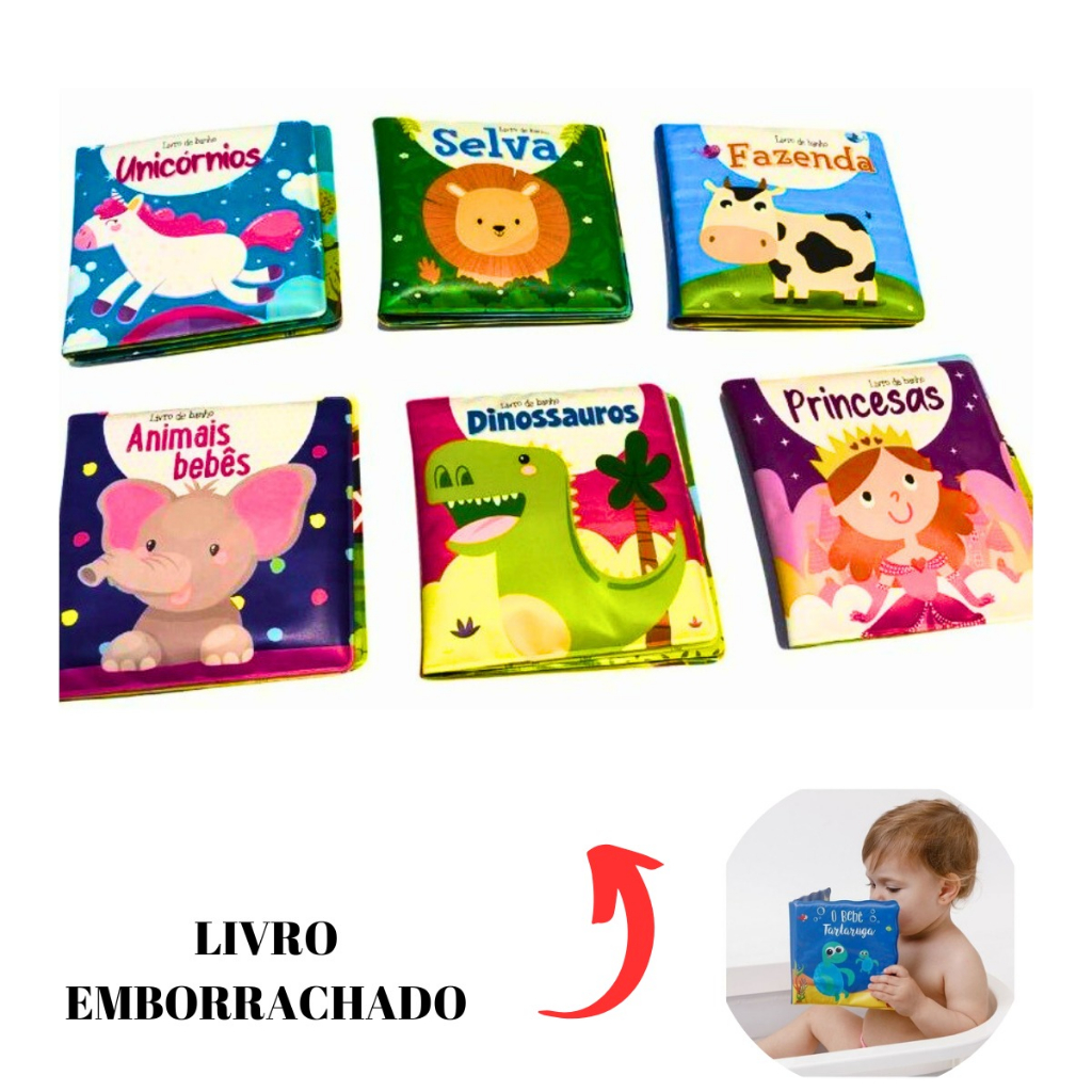 Kit C/6 Mini Livros de Banho (Emborrachados)