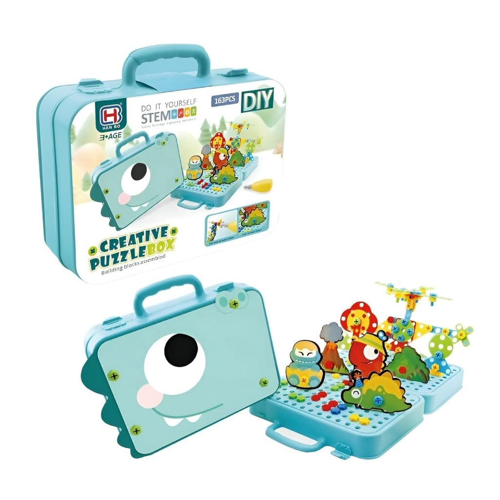 Kit Caixa De Ferramentas De Montagem De Parafuso Infantil Crianças Furadeira Elétrica Brinquedo