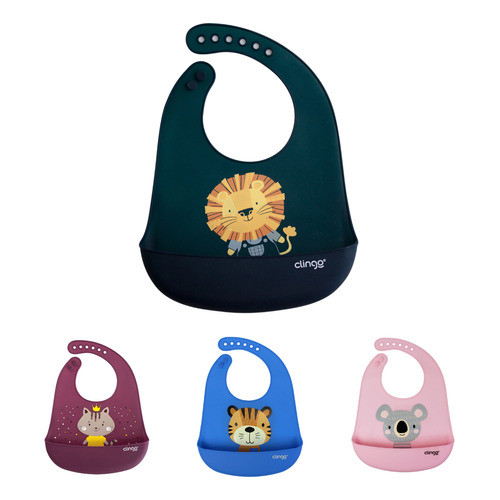 Babador Em Silicone Com Bolso Coletor Clingo Personagens